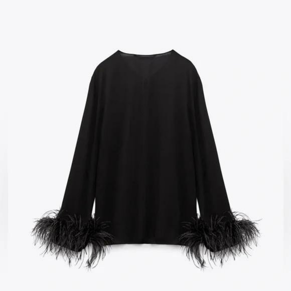ZARA TOP WITH FEATHERS - Picture 6 of 8